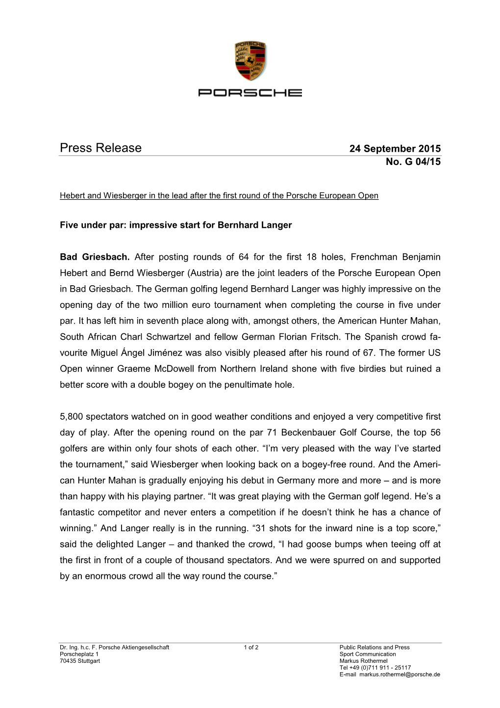 Press Release 24 September 2015 No
