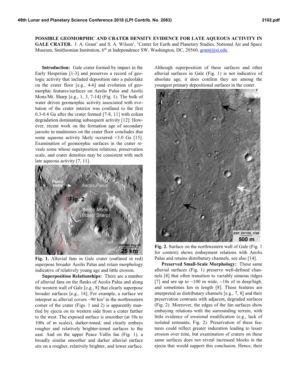 Possible Geomorphic and Crater Density Evidence for Late Aqueous Activity in Gale Crater