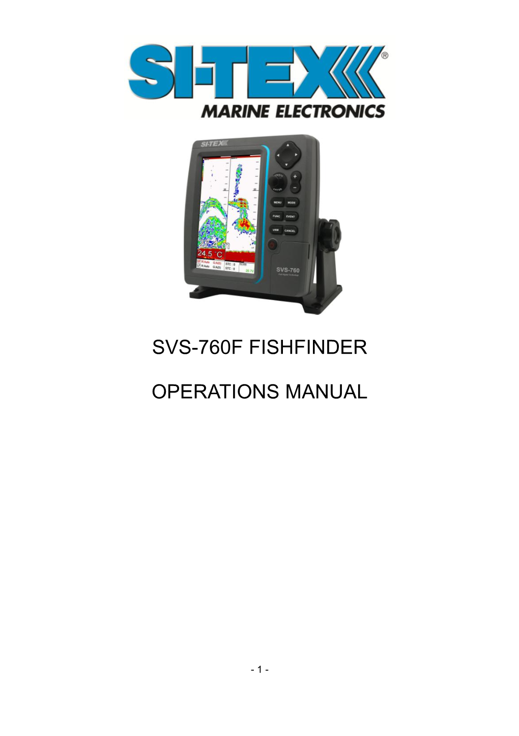 Svs-760F Fishfinder Operations Manual