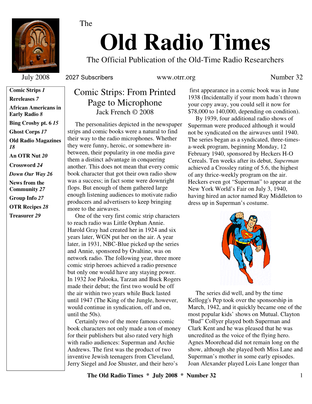 Old Radio Times the Official Publication of the Old-Time Radio Researchers