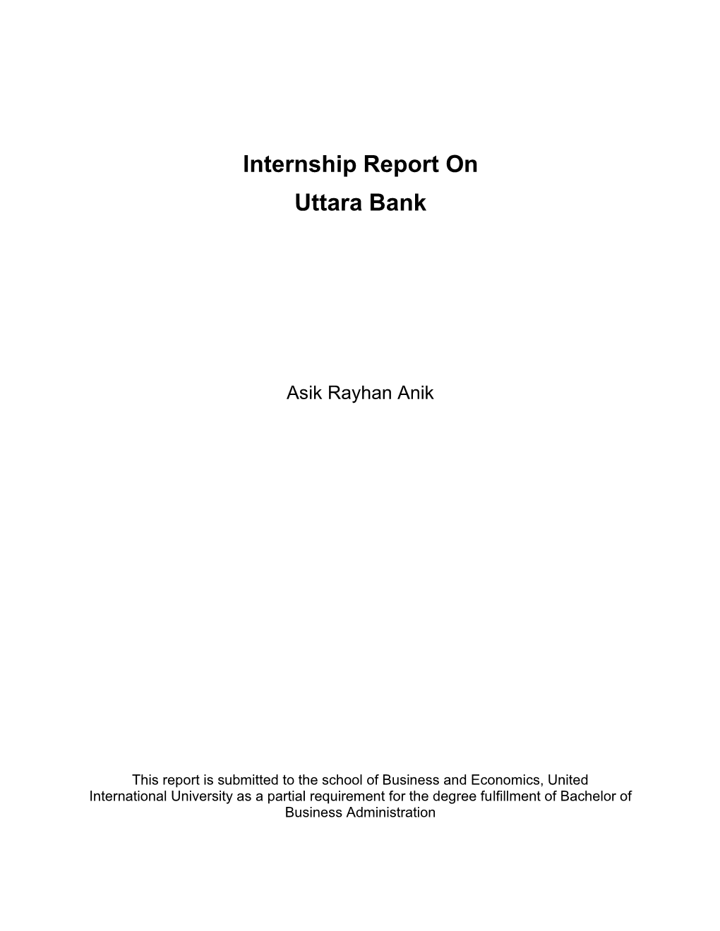 Internship Report on Uttara Bank