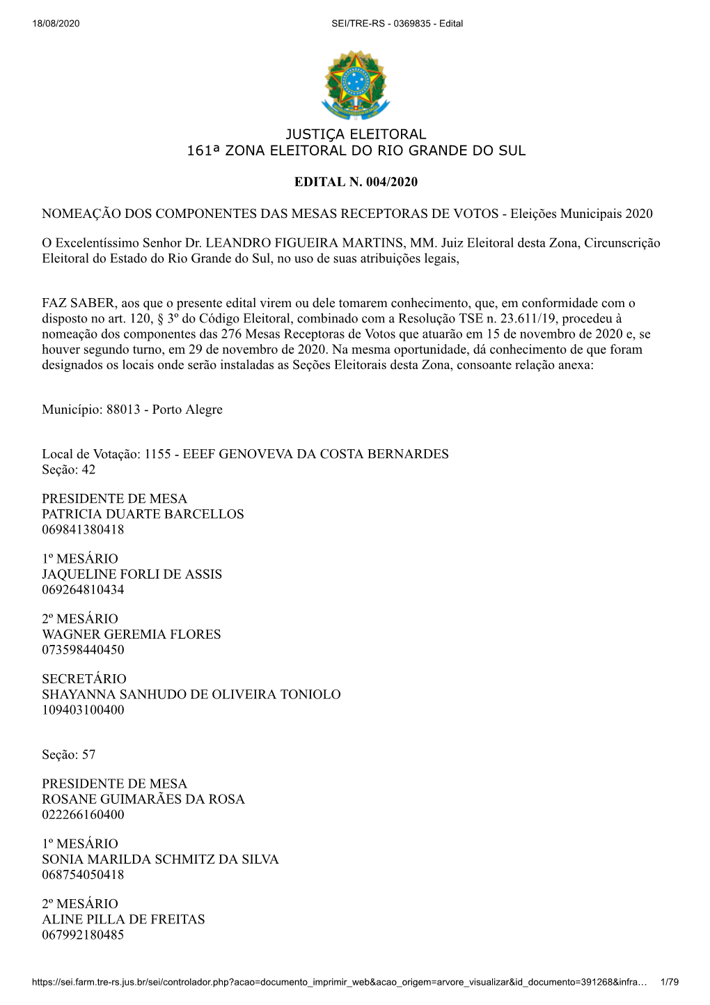 Justiça Eleitoral 161ª Zona Eleitoral Do Rio Grande Do Sul