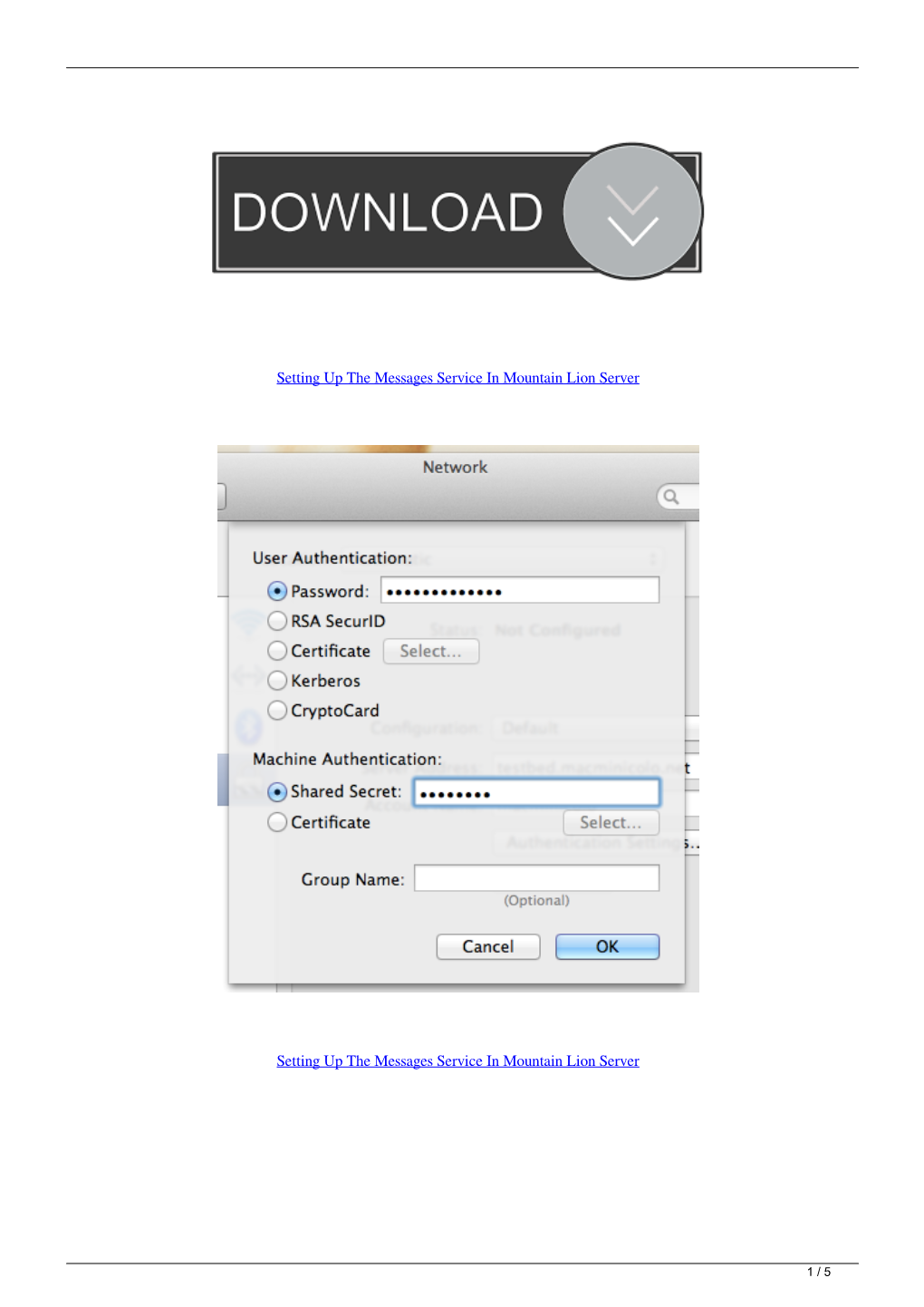 Setting up the Messages Service in Mountain Lion Server