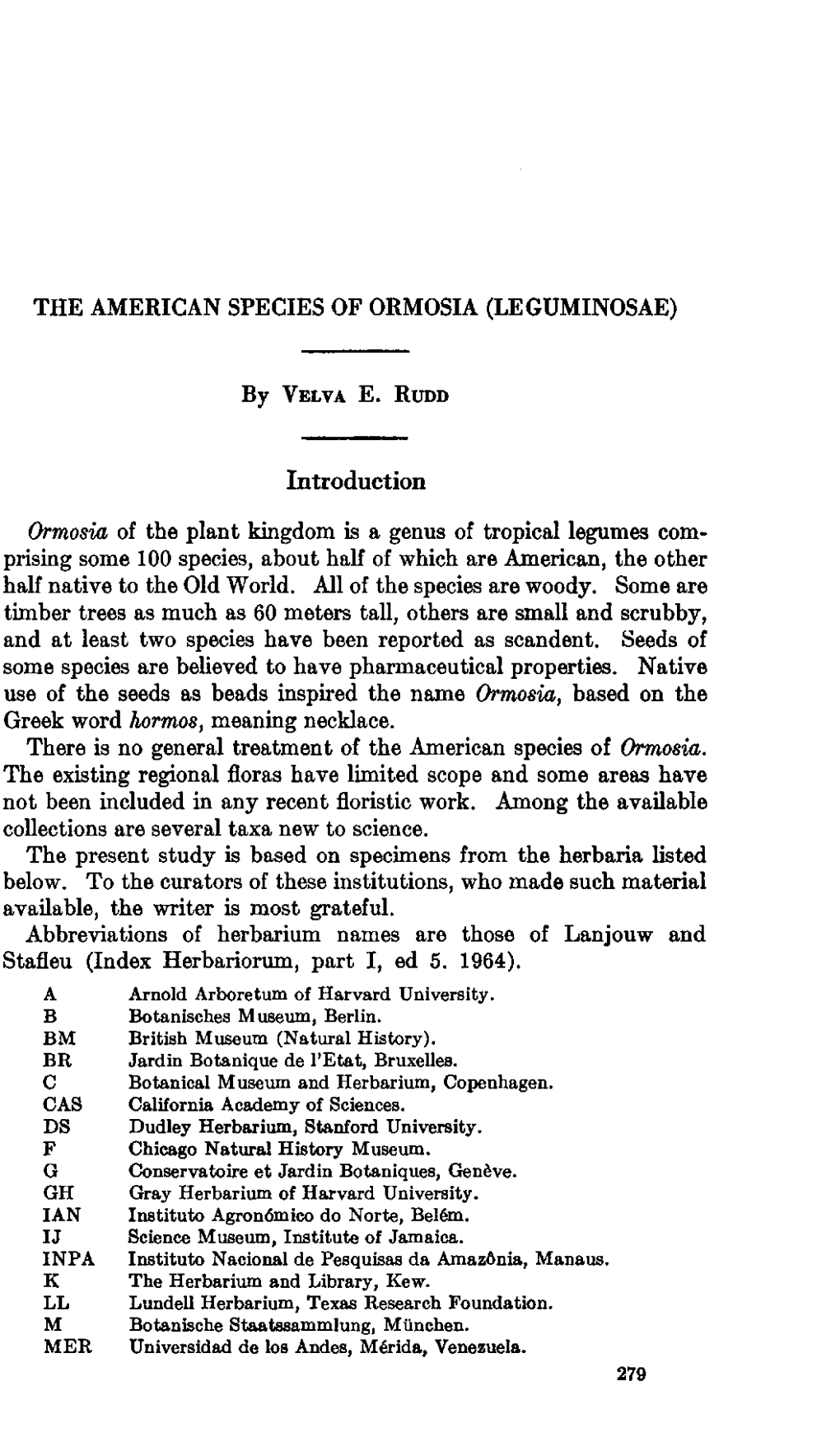 The American Species of Ormosia (Leguminosae)