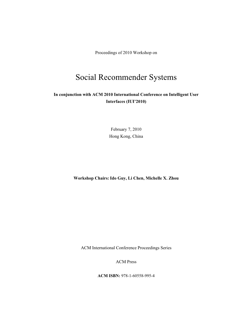 Social Recommender Systems