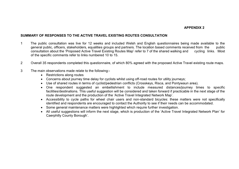 9.Active Travel Consultation on Existing Routes Map Appendix 2