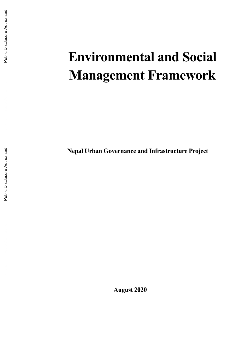 Environmental and Social Management Framework Nepal