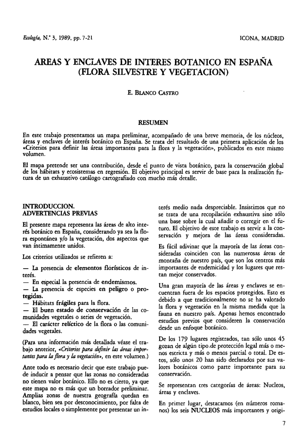 Áreas Y Enclaves De Interés Botánico En España (Flora Silvestre Y