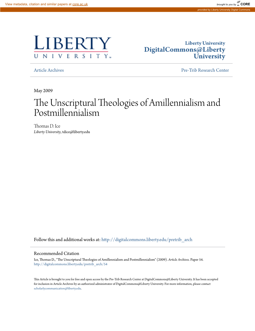 THE UNSCRIPTURAL THEOLOGIES of AMILLENNIALISM and POSTMILLENNIALISM by Thomas Ice
