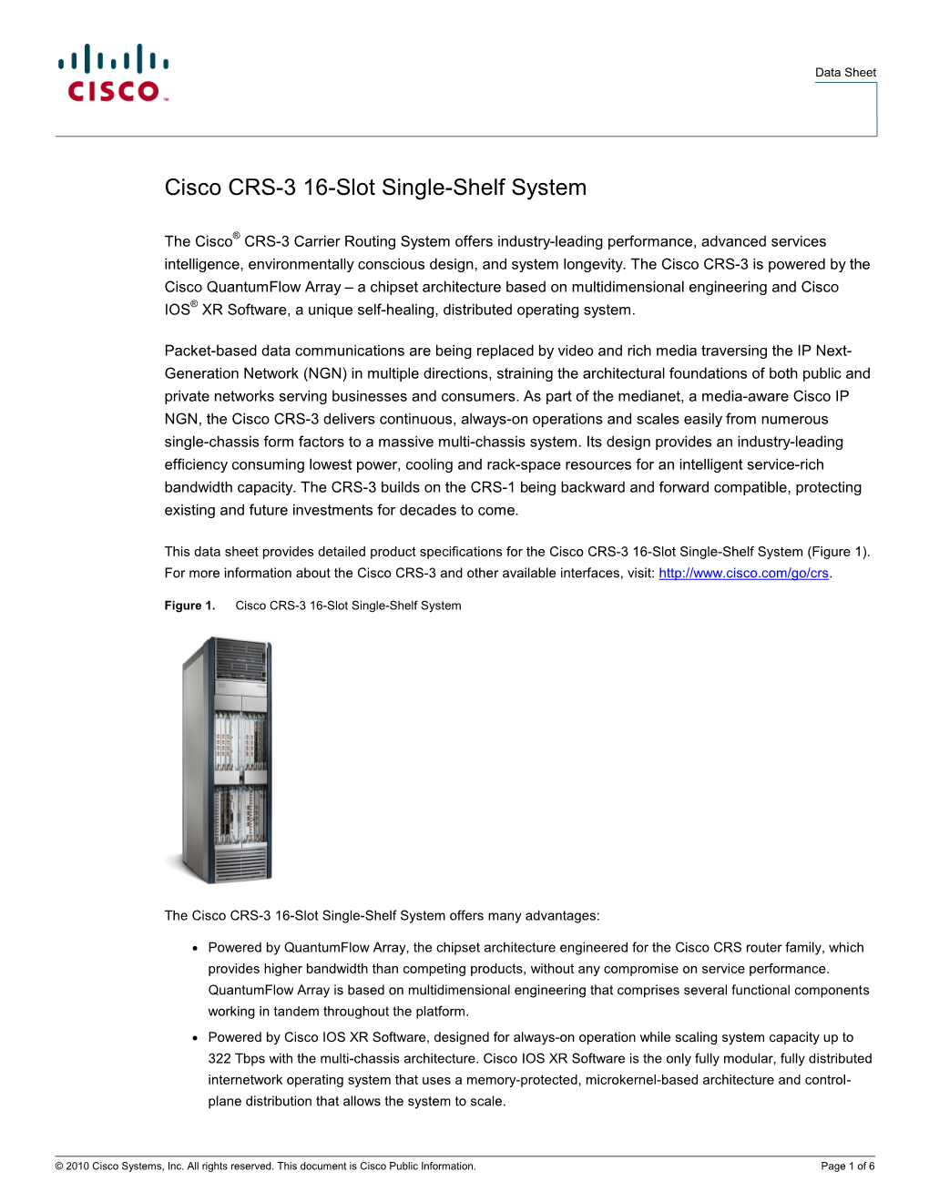 Cisco CRS-3 16-Slot Single-Shelf System