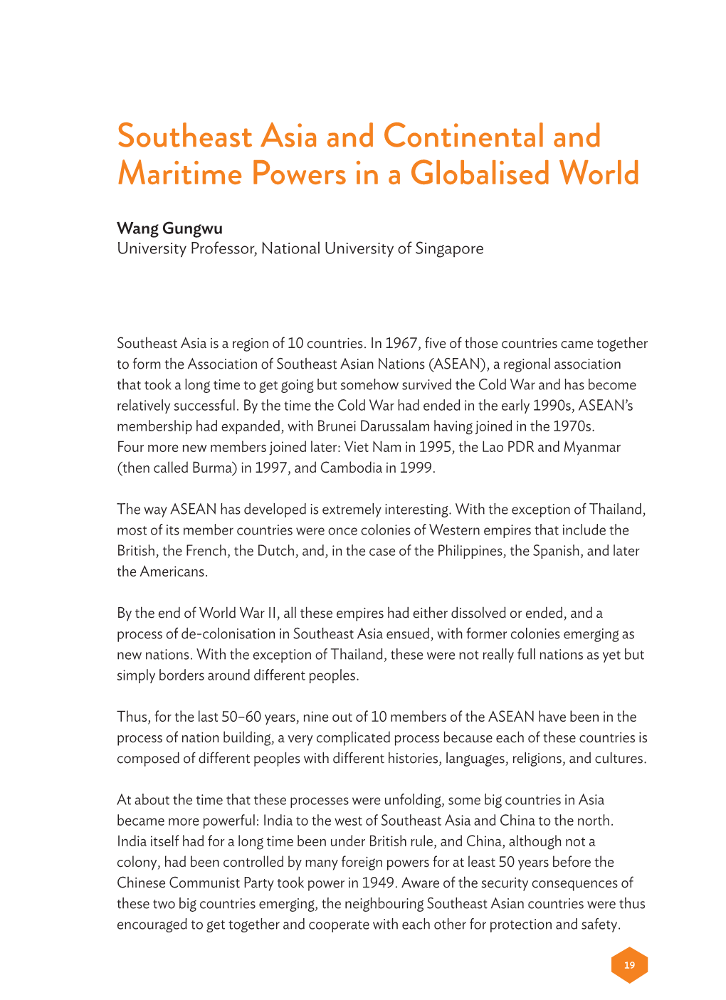 Southeast Asia and Continental and Maritime Powers in a Globalised World