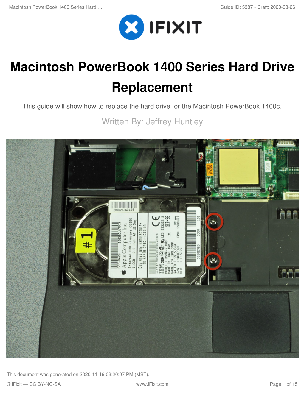 Macintosh Powerbook 1400 Series Hard Drive Replacement