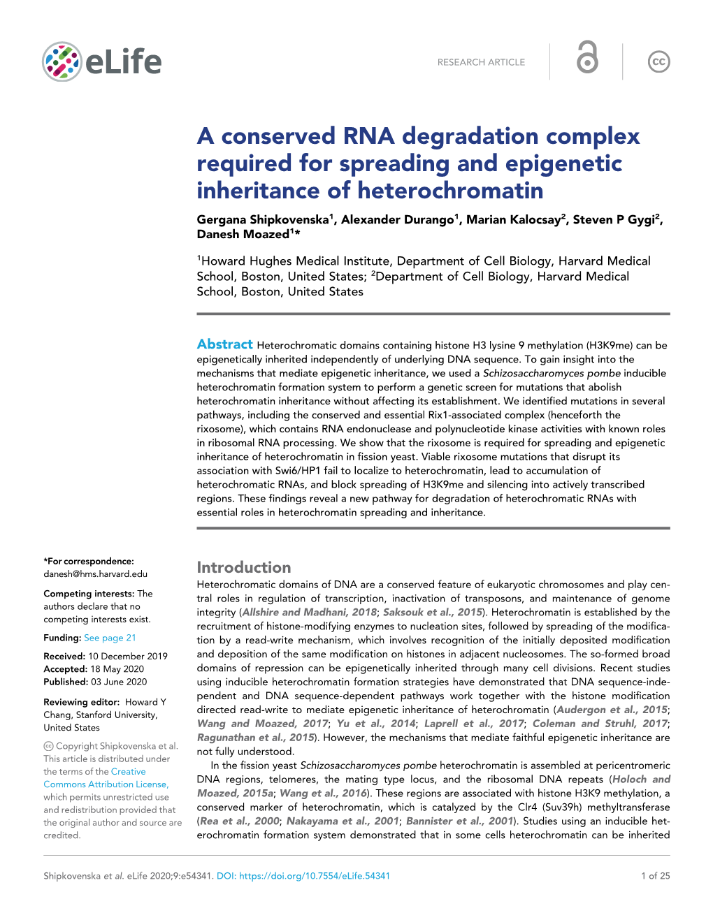 A Conserved RNA Degradation Complex Required for Spreading And