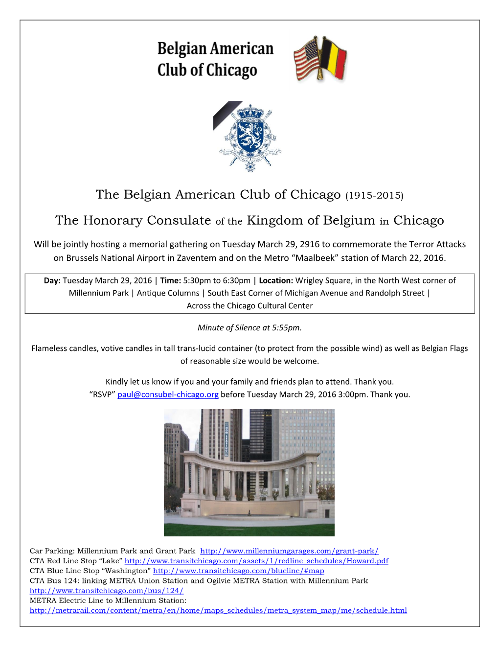 The Belgian American Club of Chicago (1915-2015) the Honorary