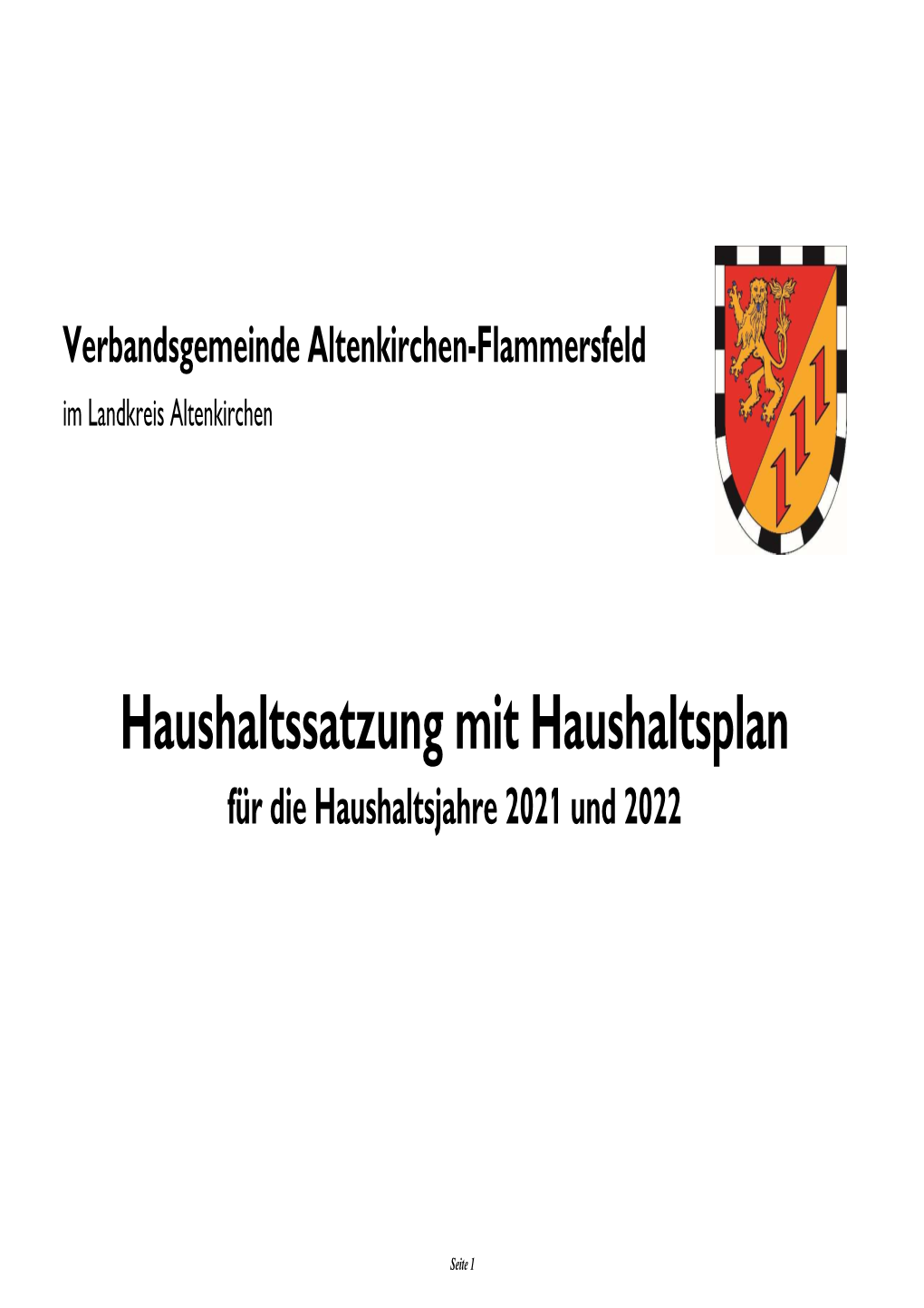 Haushaltssatzung Mit Haushaltsplan 2021 Und 2022