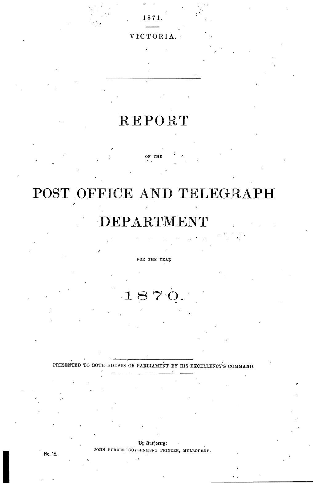 Report Post .Office and Telegraph -Dep Artment