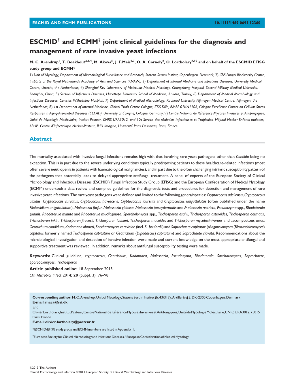 ESCMID† and ECMM‡ Joint Clinical Guidelines for the Diagnosis And