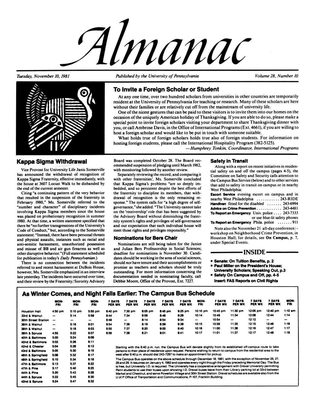 Almanac, 11/10/81, Vol. 28, No. 10