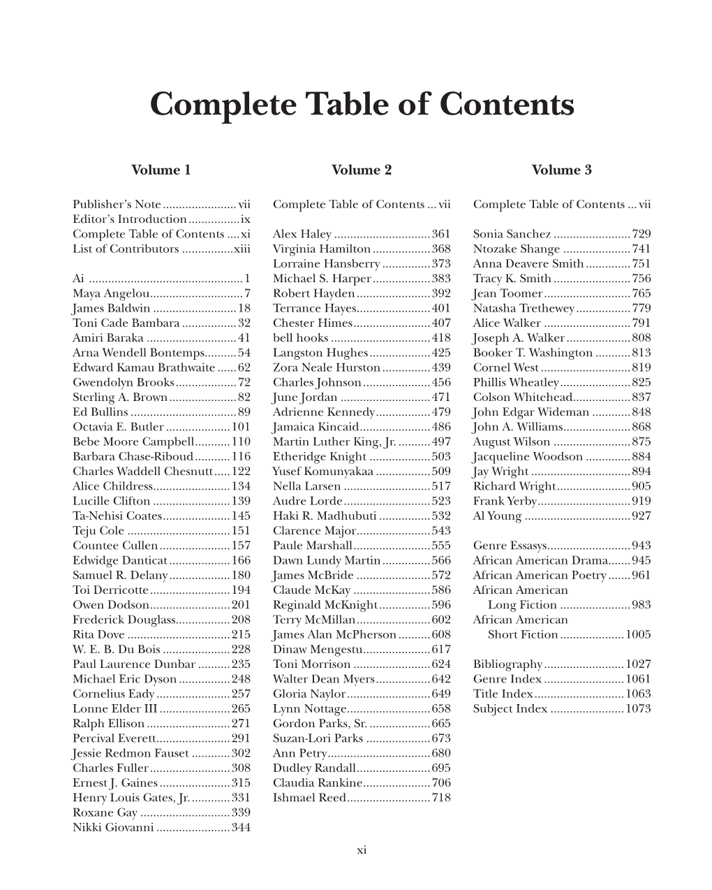 Table of Contents