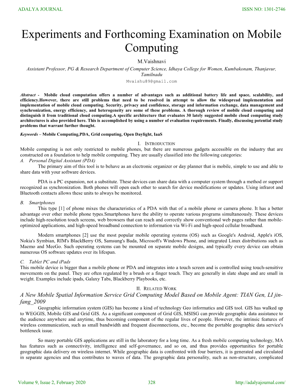 Experiments and Forthcoming Examination on Mobile Computing