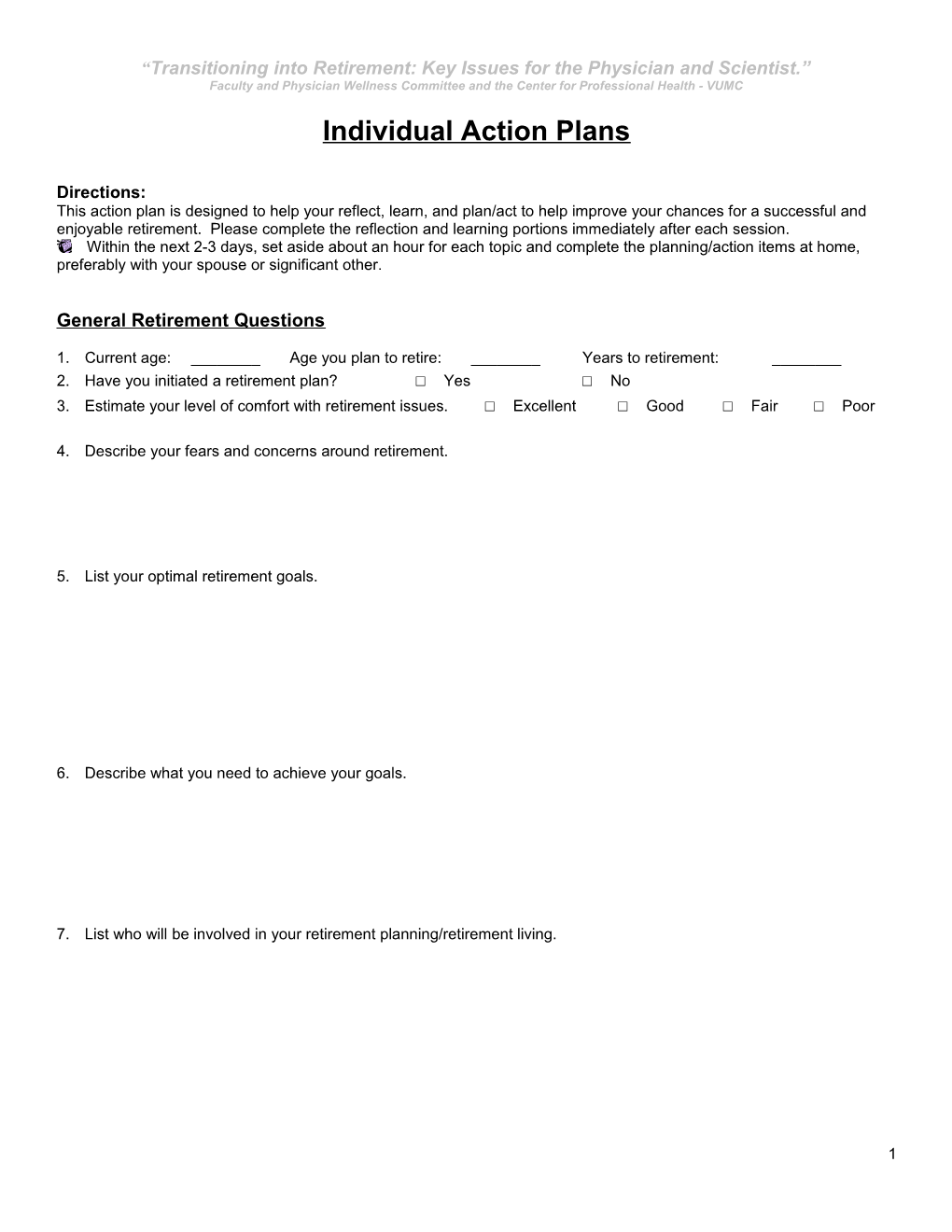 Individual Action Plans