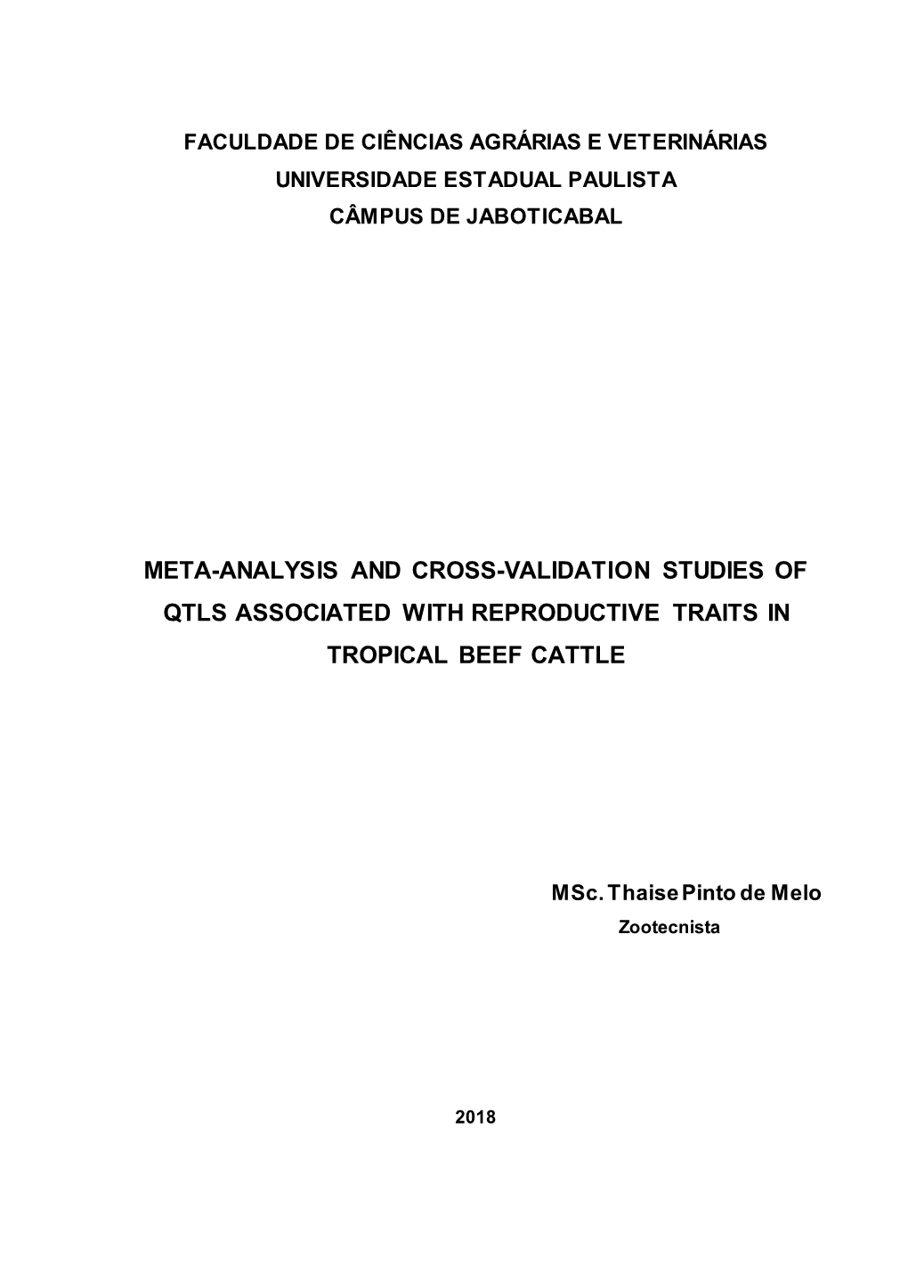 Meta-Analysis and Cross-Validation Studies of Qtls Associated with Reproductive Traits in Tropical Beef Cattle