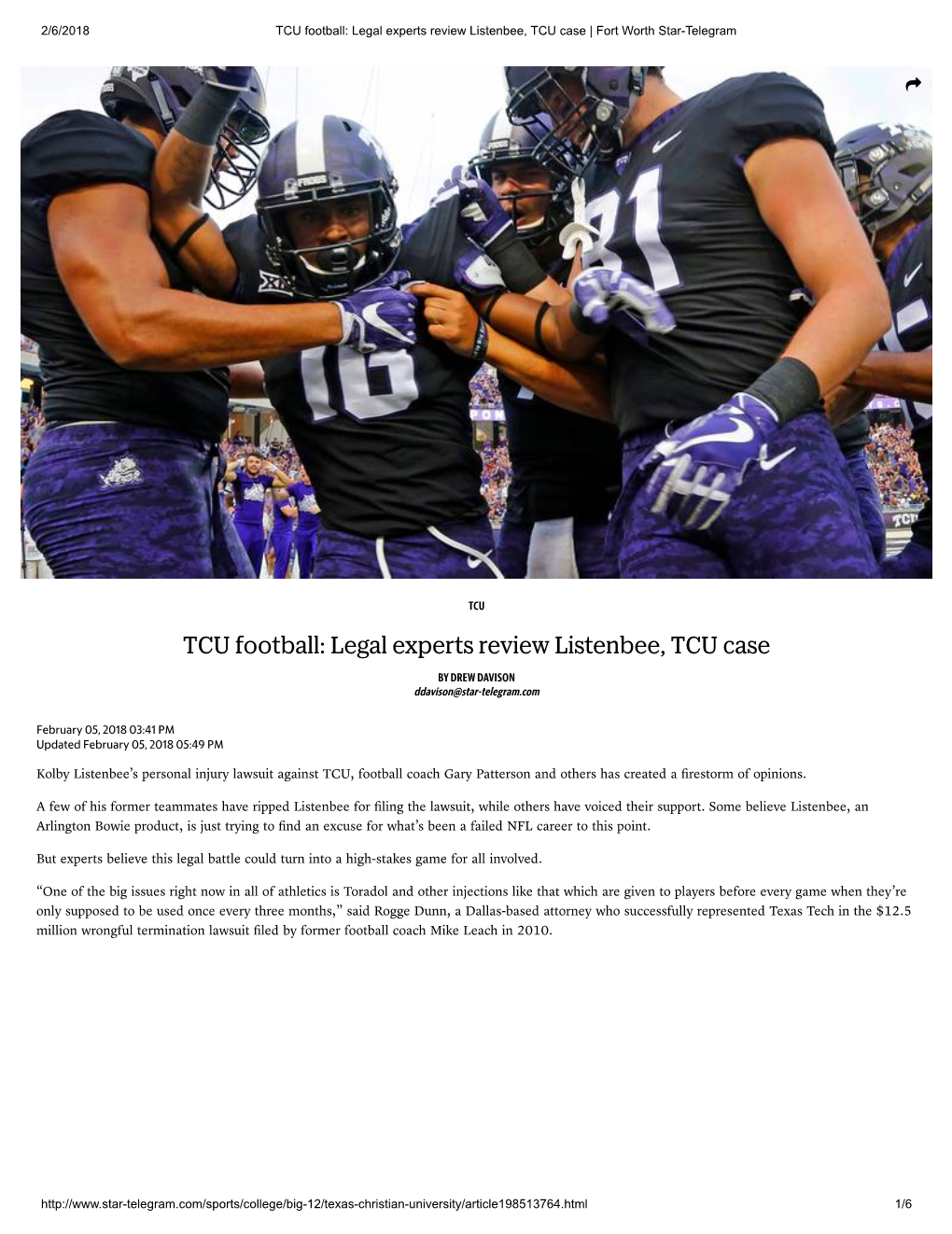 TCU Football: Legal Experts Review Listenbee, TCU Case | Fort Worth Star-Telegram