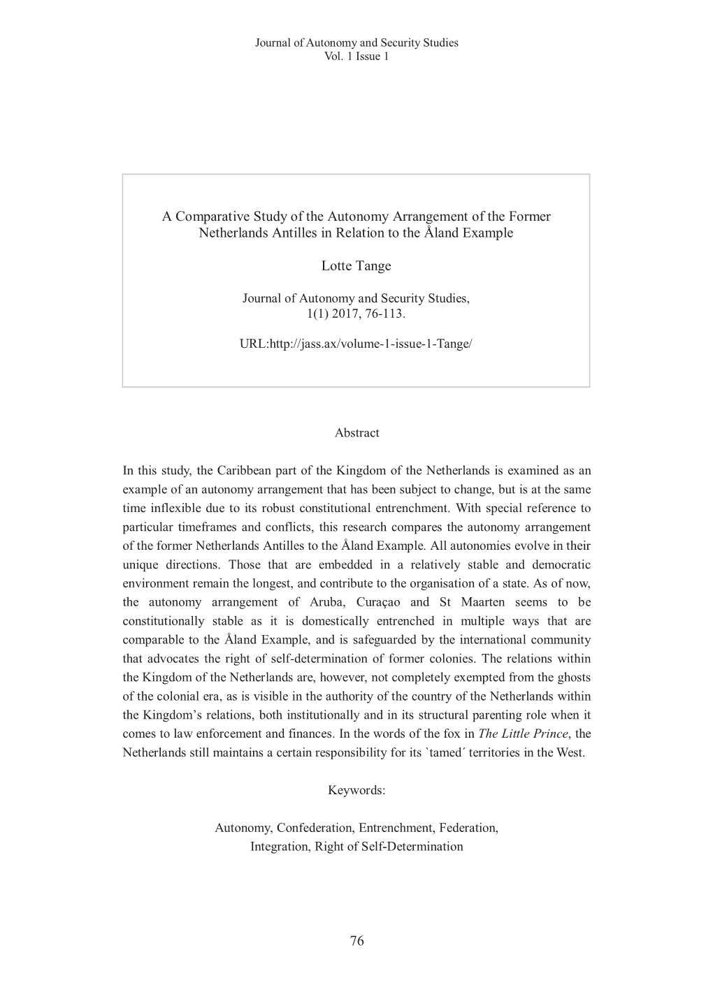 76 a Comparative Study of the Autonomy Arrangement of The