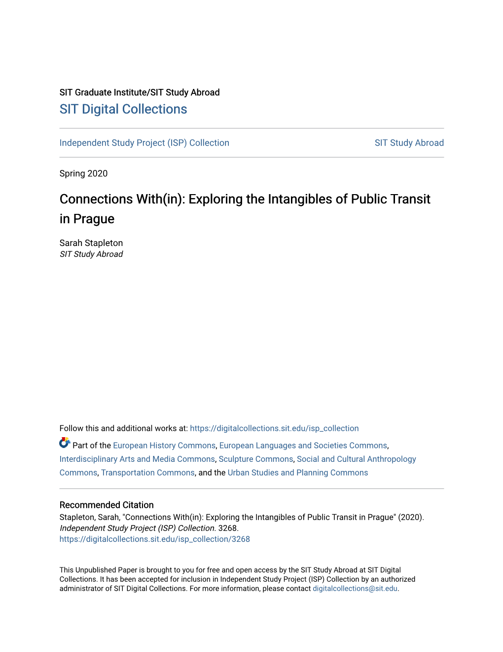 Connections With(In): Exploring the Intangibles of Public Transit in Prague