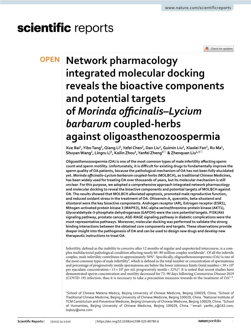 Network Pharmacology Integrated Molecular Docking Reveals