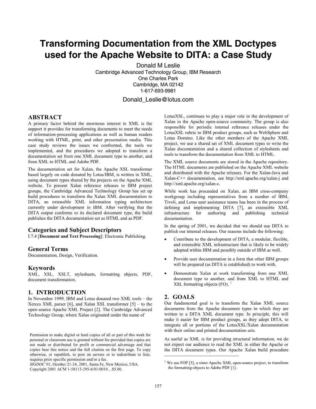 Transforming Documentation from the XML Doctypes Used for the Apache