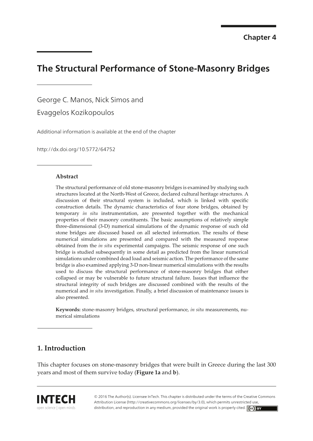 The Structural Performance of Stone-Masonry Bridges the Structural Performance of Stone-Masonry Bridges