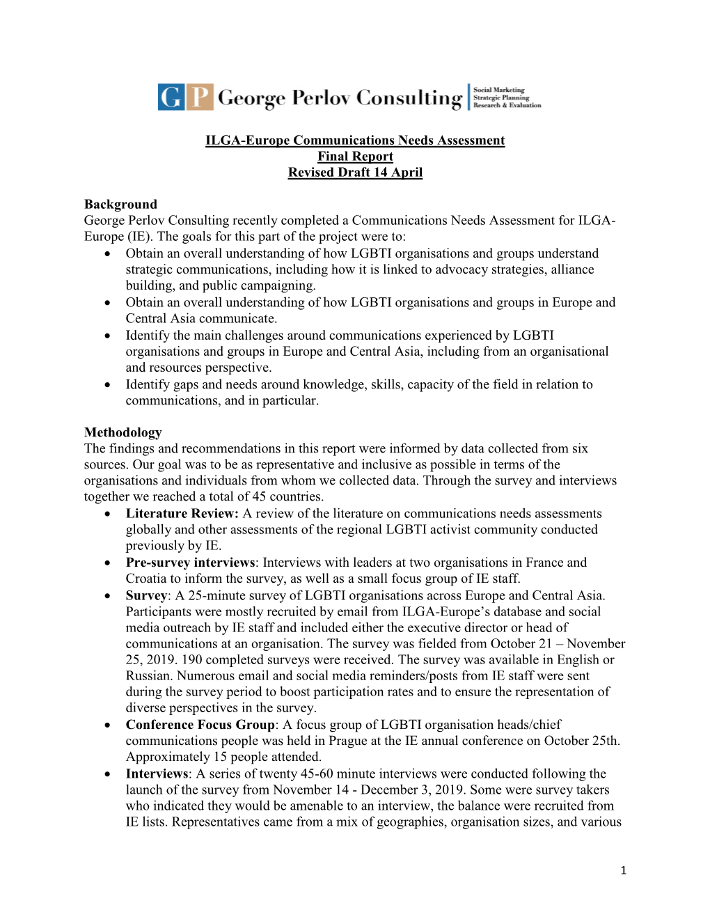 ILGA-Europe Communications Needs Assessment Final Report Revised Draft 14 April