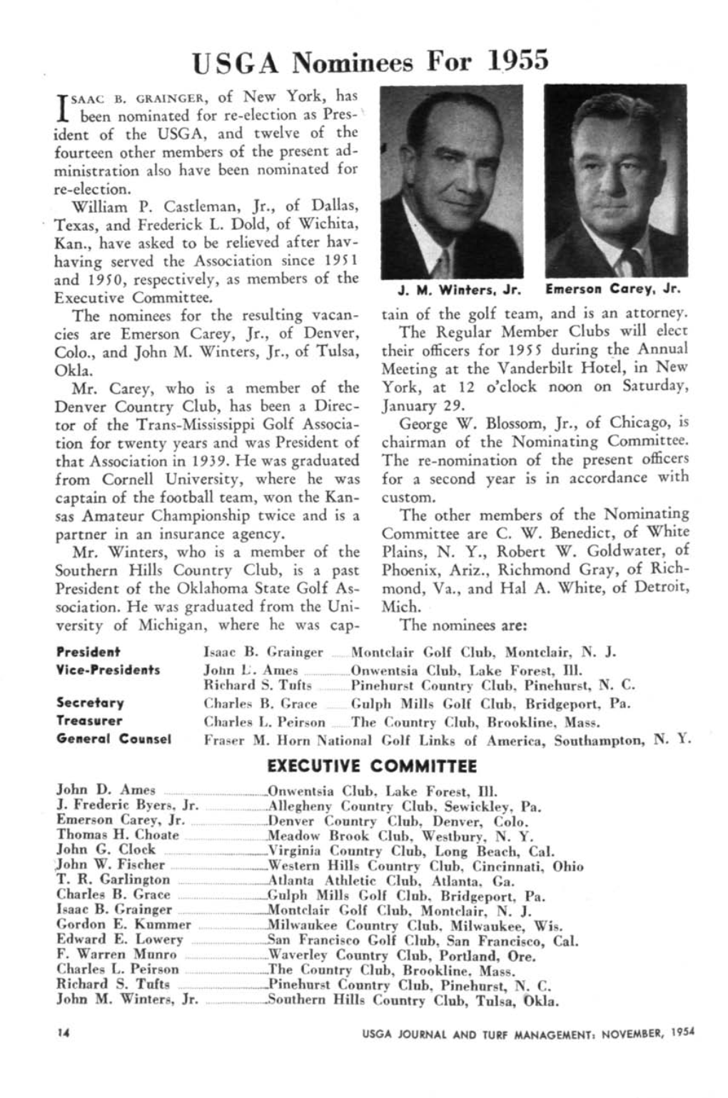 USGA Nominees for 1955 SAAC B