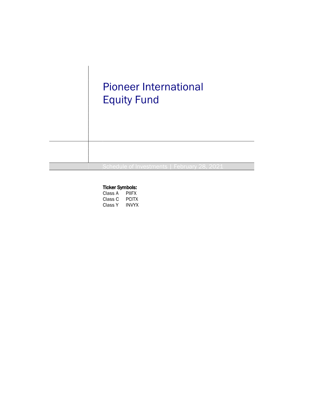 Pioneer International Equity Fund