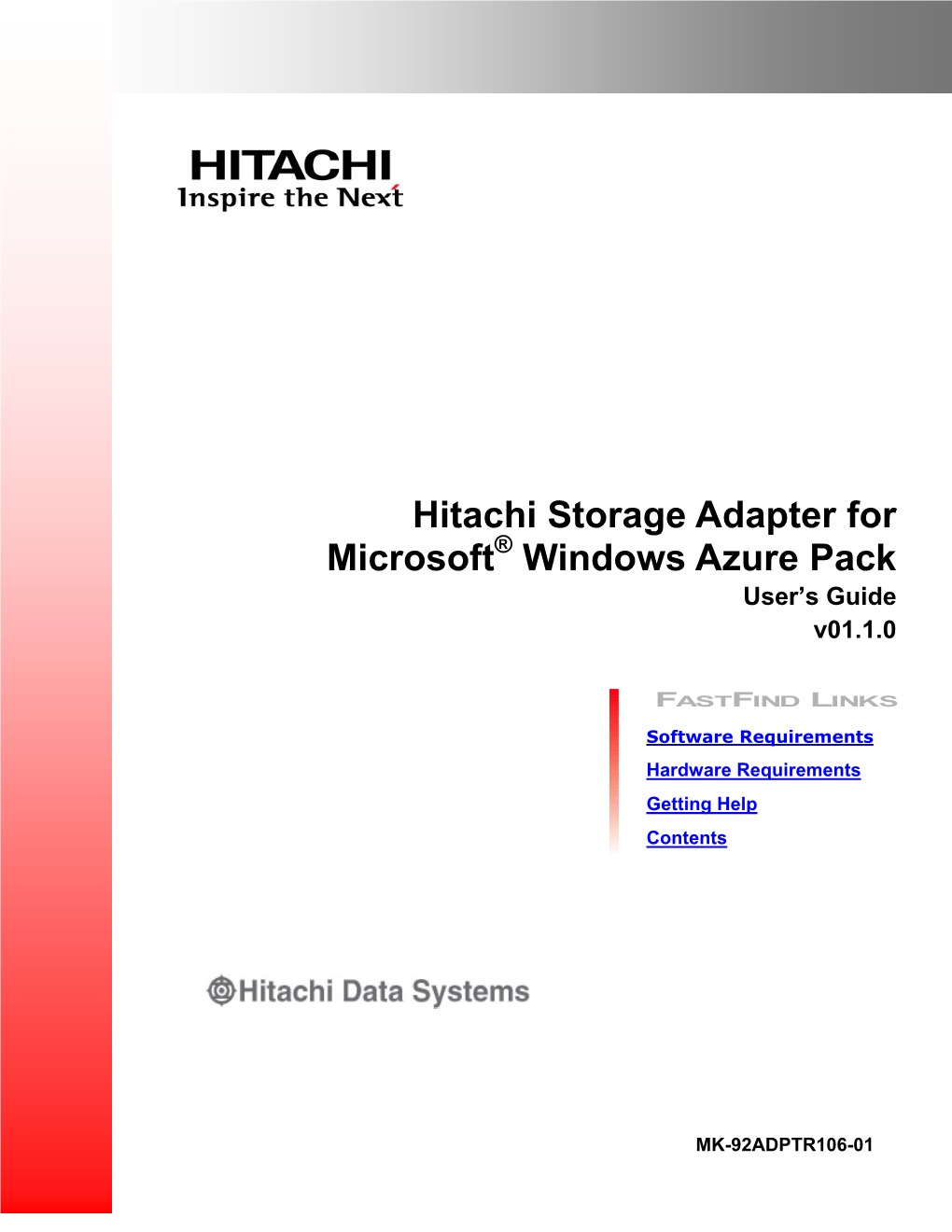 Hitachi Storage Adapter for Microsoft® Windows Azure Pack User's Guide