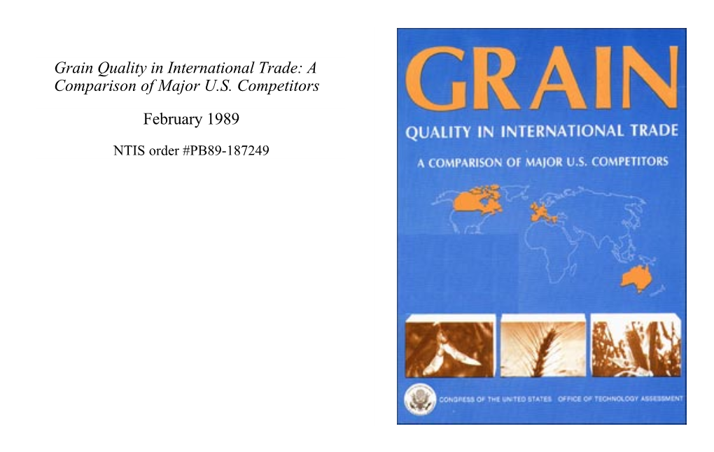 Grain Quality in International Trade: a Comparison of Major U.S