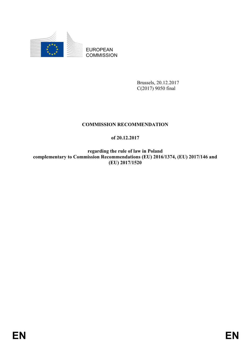 9050 Final COMMISSION RECOMMENDATION of 20.12.2017 Regarding the Rule of Law In