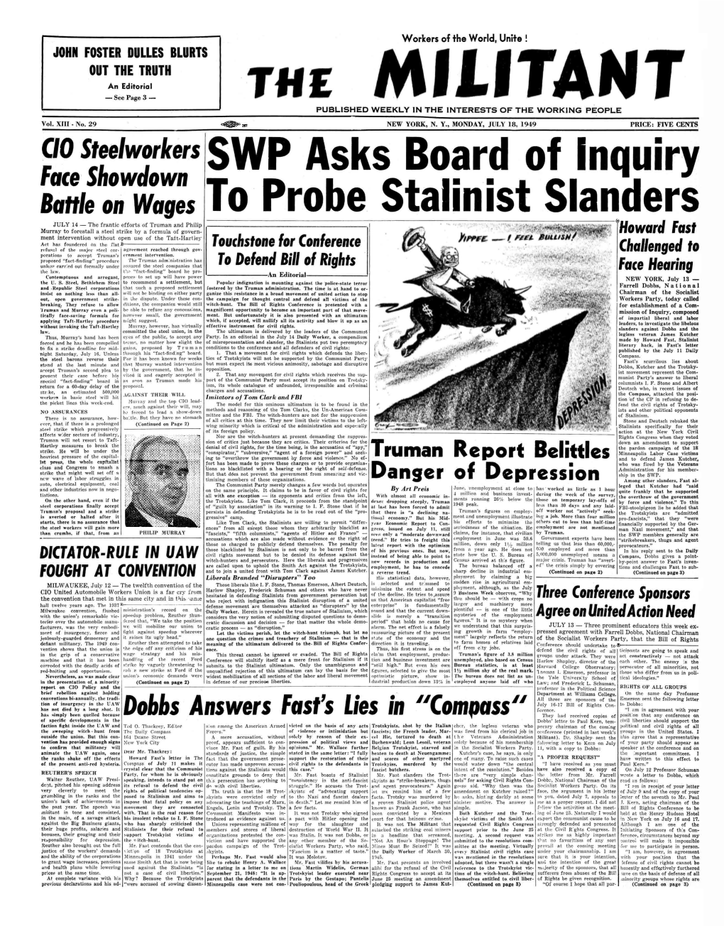 SWP Asks Board of Inquiry to Probe Stalinist Slanders