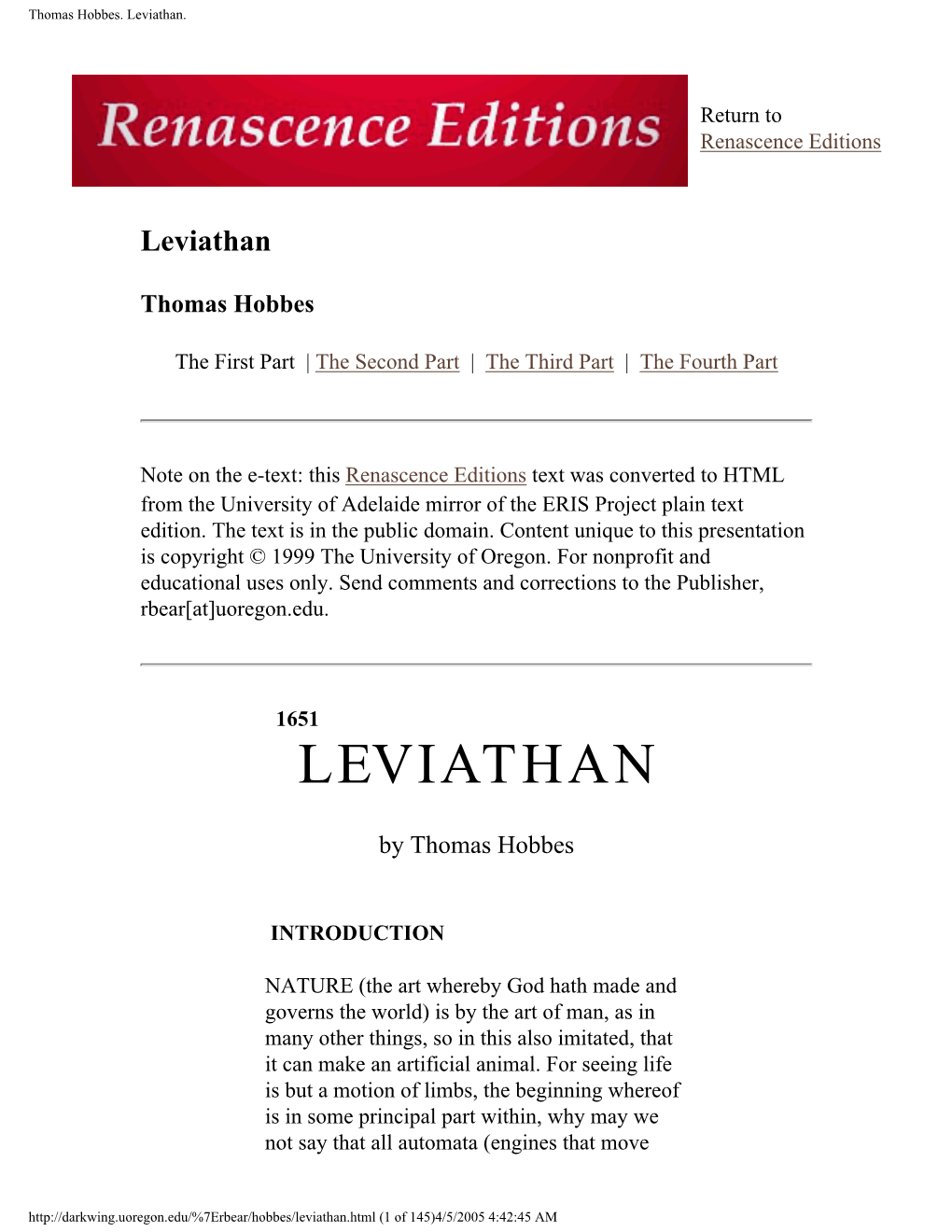 Thomas Hobbes. Leviathan