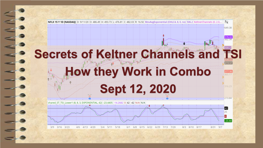 Secrets of Keltner Channels and TSI How They Work in Combo Sept 12, 2020 Disclaimer