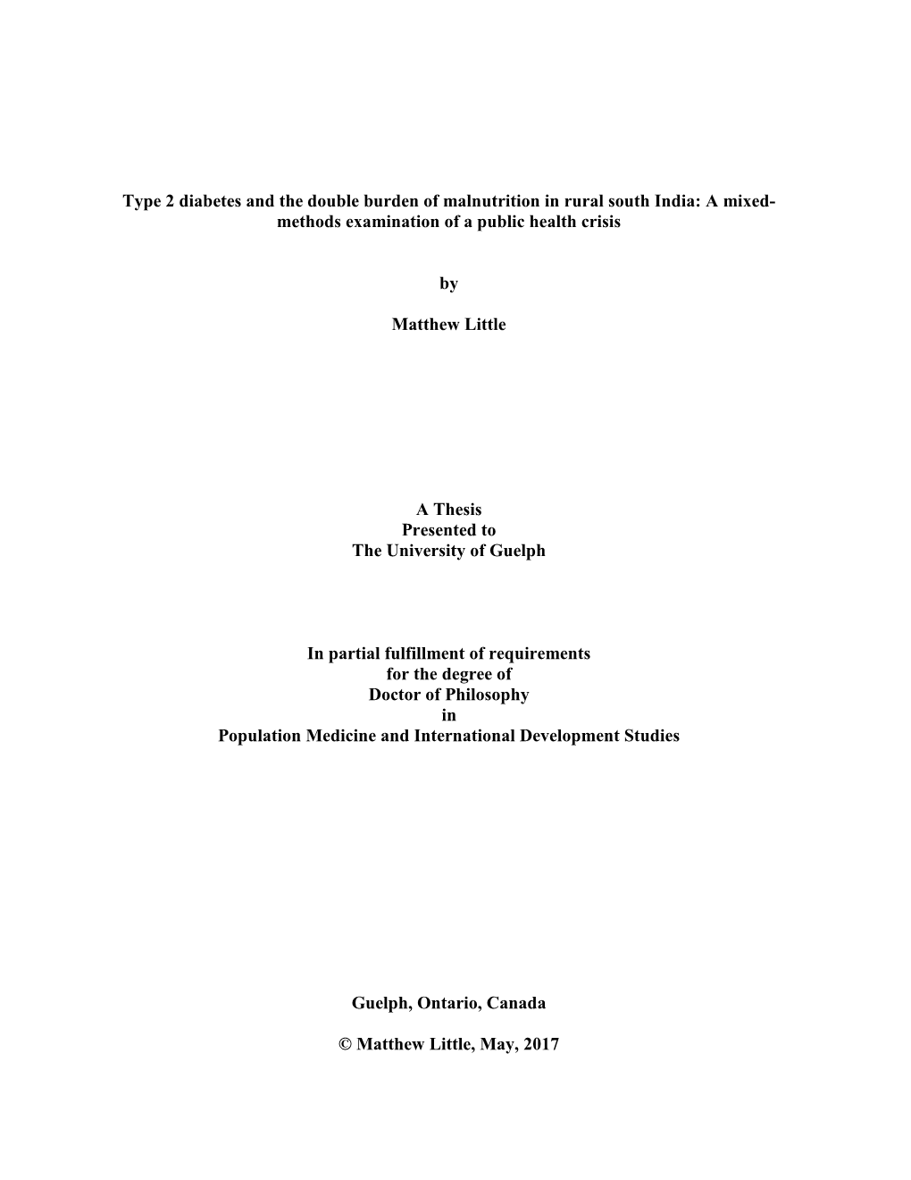 Type 2 Diabetes and the Double Burden of Malnutrition in Rural South India: a Mixed- Methods Examination of a Public Health Crisis