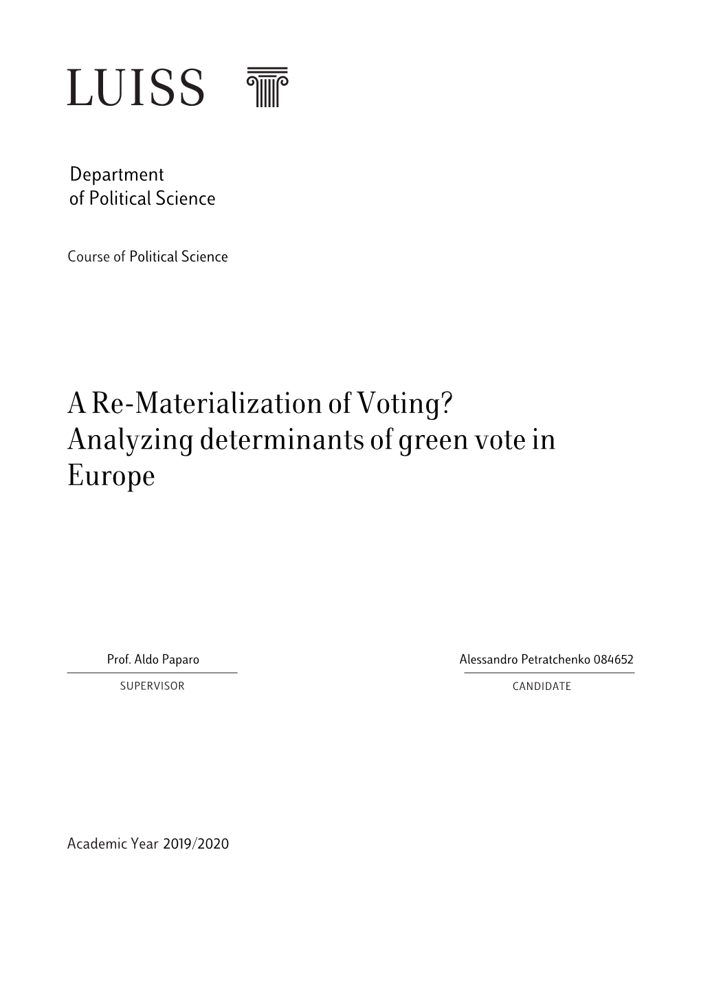 Analyzing Determinants of Green Vote in Europe