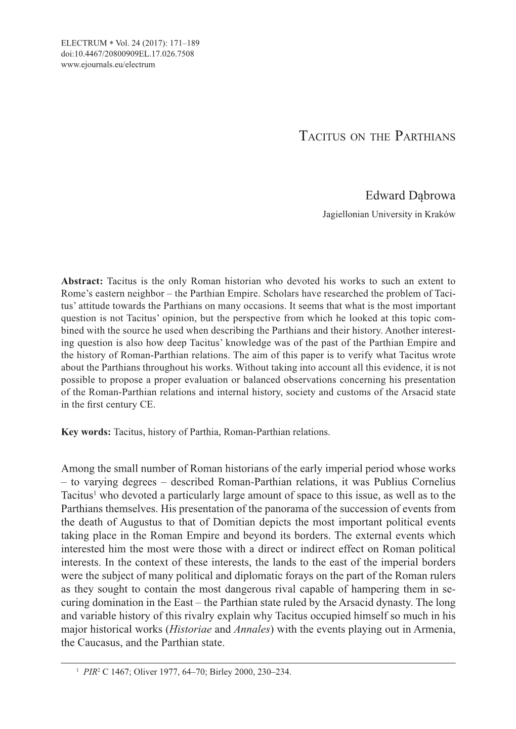 Tacitus on the Parthians