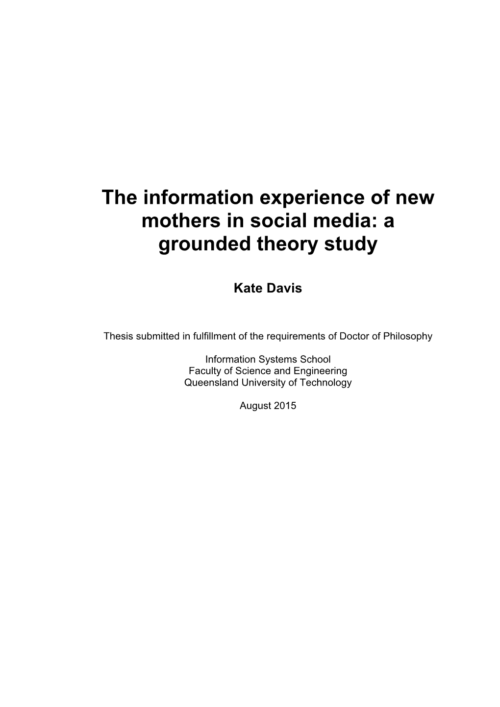 The Information Experience of New Mothers in Social Media: a Grounded Theory Study
