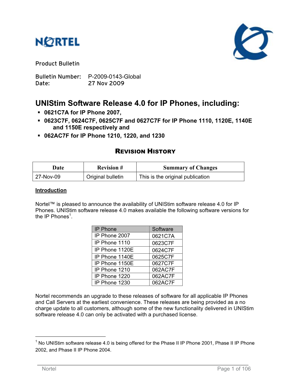 Unistim Software Release 4.0 for IP Phones, Including
