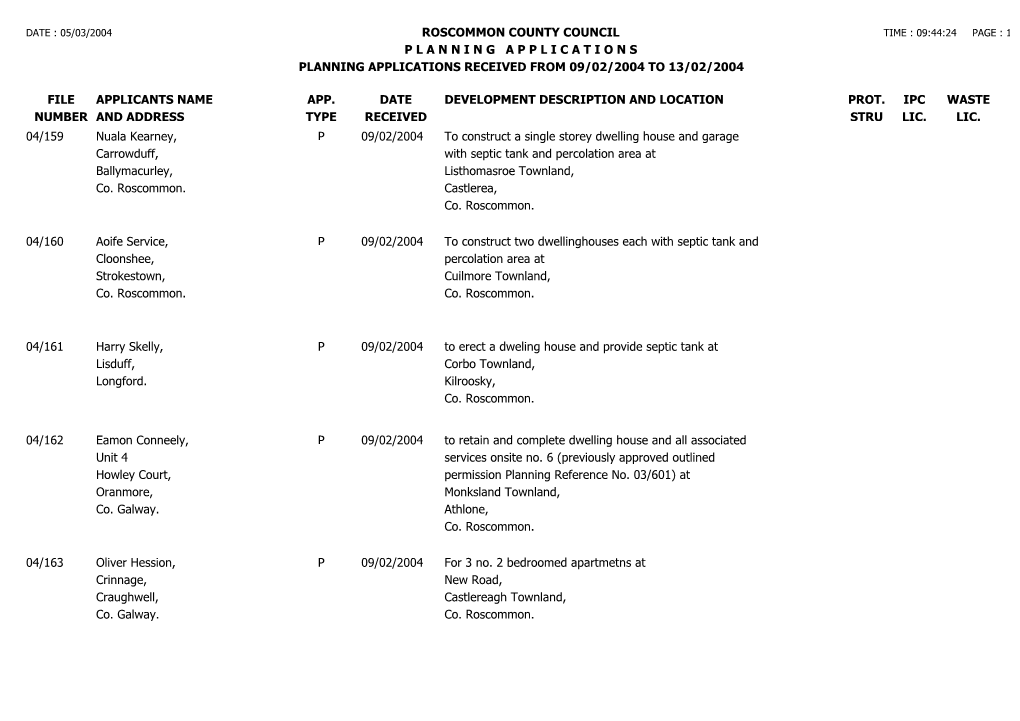 File Number Roscommon County Council