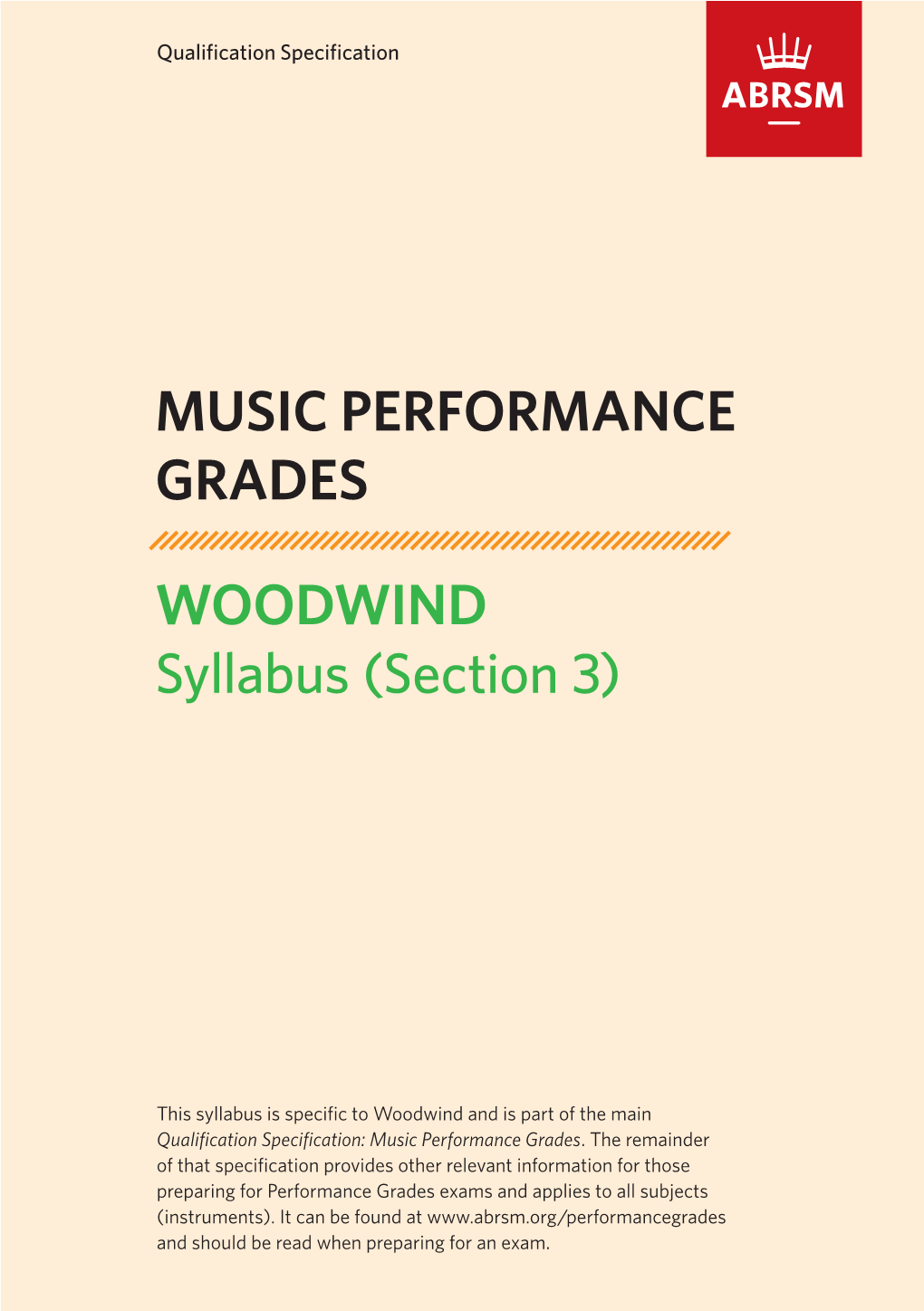 MUSIC PERFORMANCE GRADES WOODWIND Syllabus (Section 3)