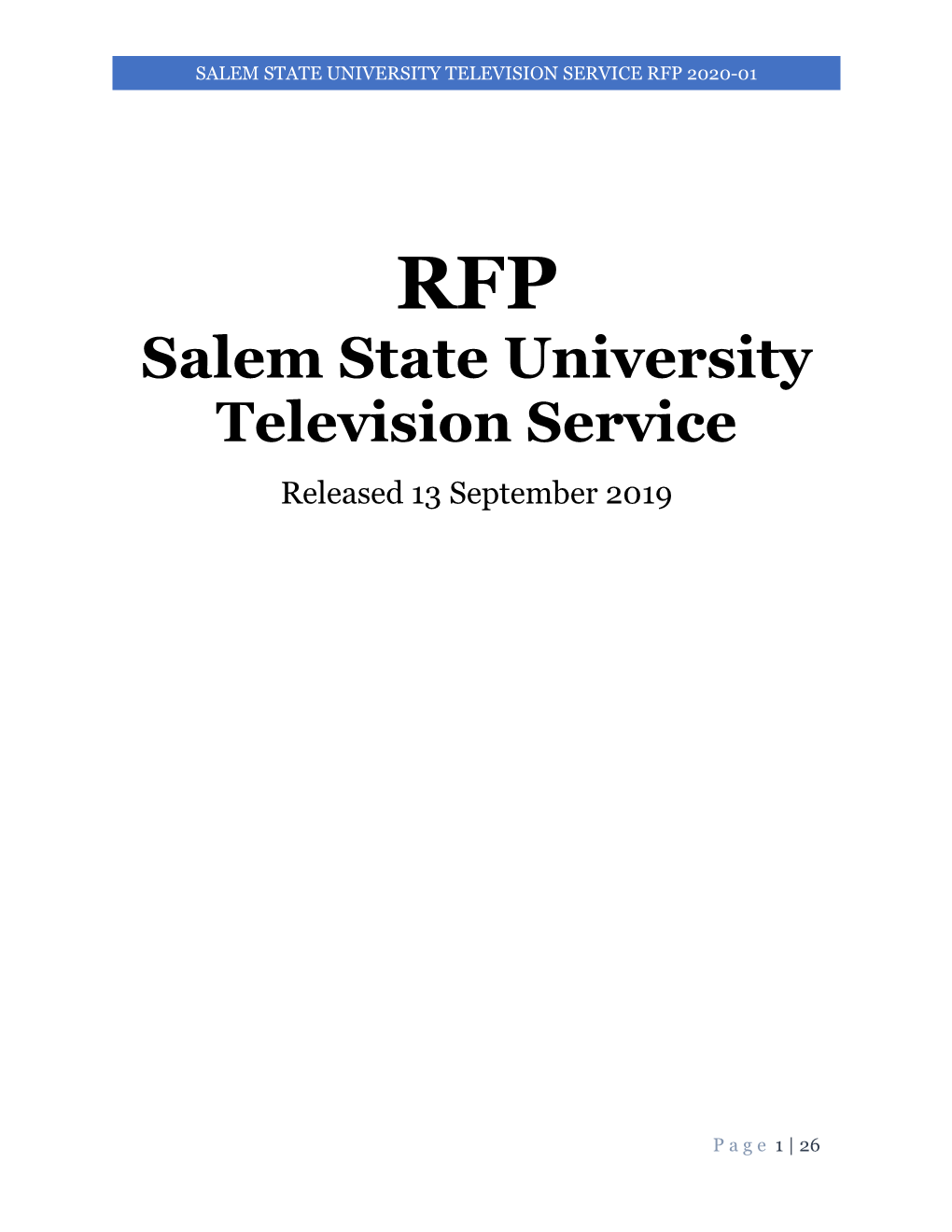 Salem State University Television Service Rfp 2020-01