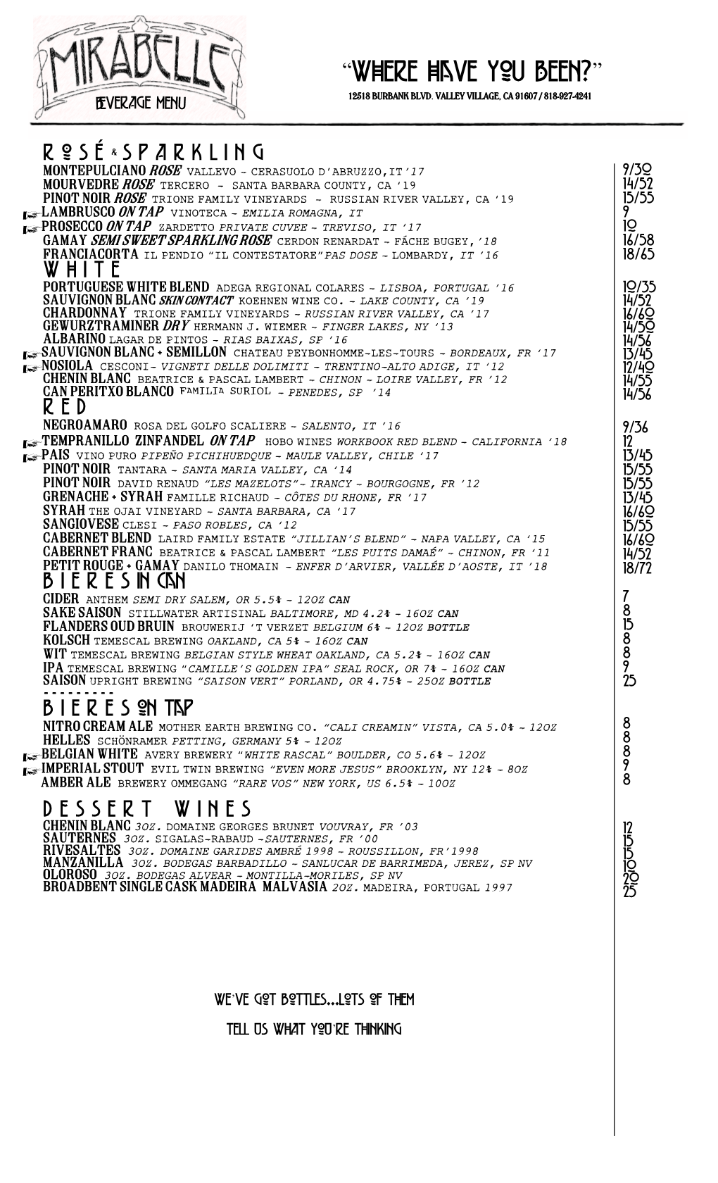 Mirabelle Wine List 6.18.20